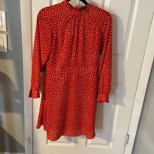 Banana republic red floral long sleeve dress